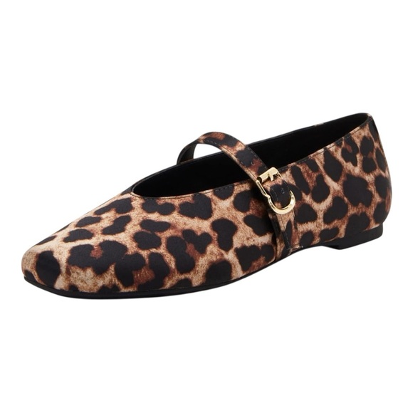 Leopard Print Women's Mary Jane Flats - Picture 1 of 7